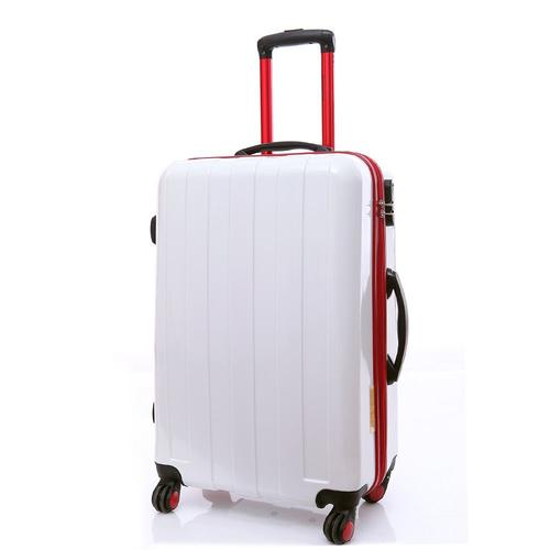 botung 韩国时尚箱包 竖条纹纯色高档拉杆箱行李箱 i003 (24寸, 白色)